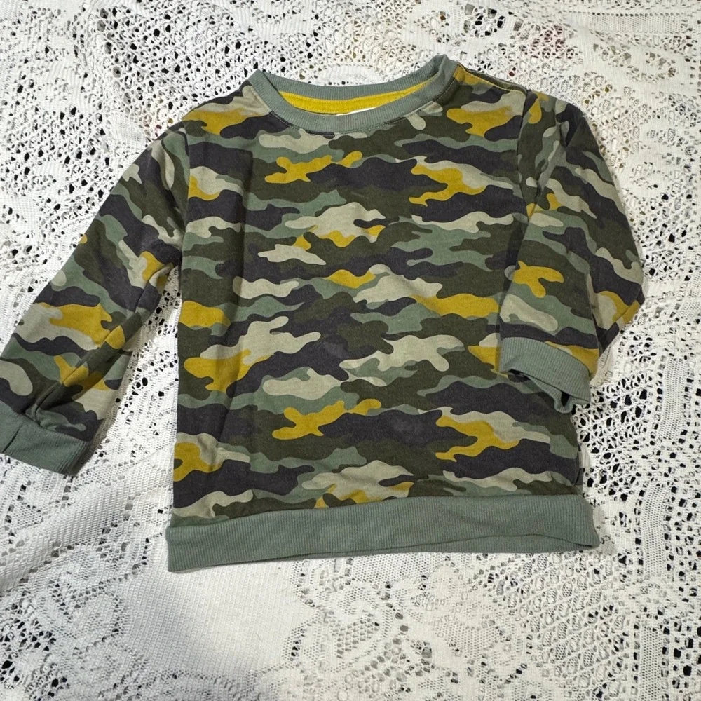 Tommy Bahama‎ Boys 2T Camo Pajama Set Green Yellow Long Sleeve Lounge